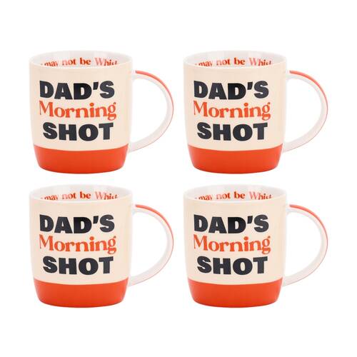4PK Annabel Trends Mens Coffee Tea Drinking Mug 350ml Dad's Morning Shot