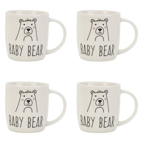 4PK Annabel Trends Drinking Coffee/Tea Mug Baby Bear 9x9cm - White