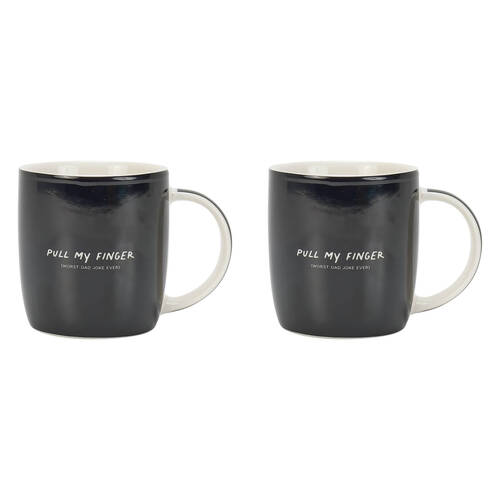 2PK Annabel Trends Coffee Mug Porcelain Pull My Finger w/ Handle 9cm - Black