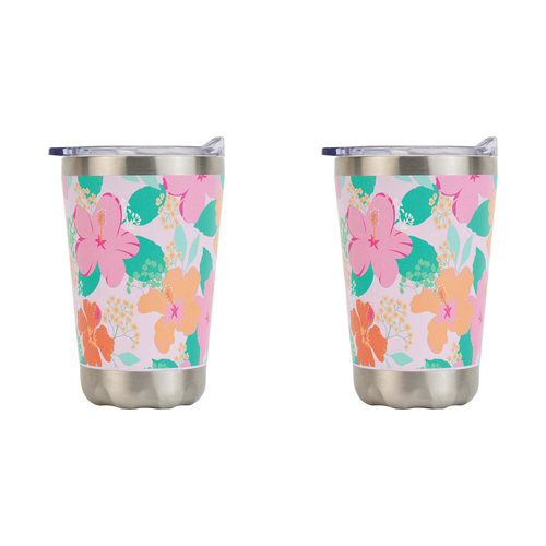 2PK Annabel Trends 270ml Stainless Steel Coffee Mug - Hibiscus