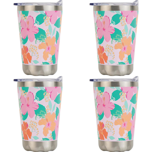 4PK Annabel Trends 270ml Stainless Steel Coffee Mug - Hibiscus