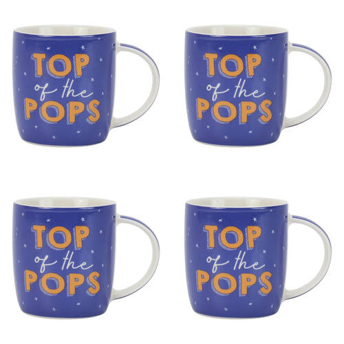 4PK Annabel Trends Coffee Mug Porcelain Top Of The Pops w/ Handle 9cm - Blue