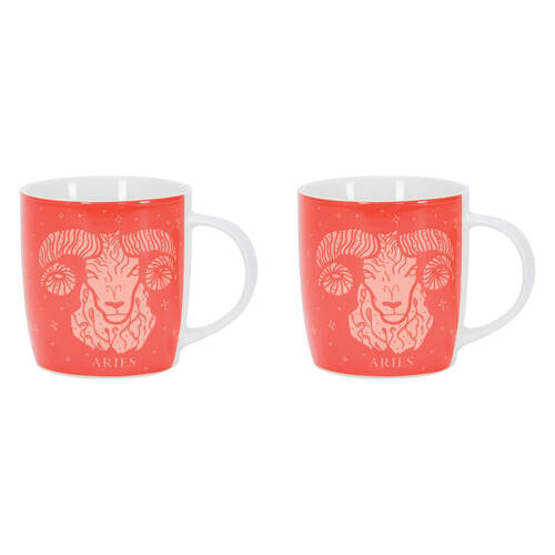 2PK Annabel Trends Coffee Mug Zodiac Aries 350ml Cup w/ Handle - Orange