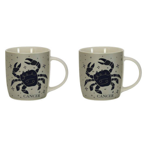 2PK Annabel Trends Coffee Mug Zodiac Cancer 350ml Cup w/ Handle - Brown