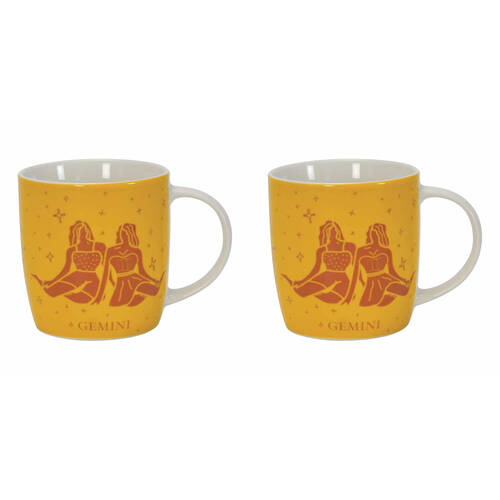 2PK Annabel Trends Coffee Mug Zodiac Gemini 350ml Cup w/ Handle - Yellow