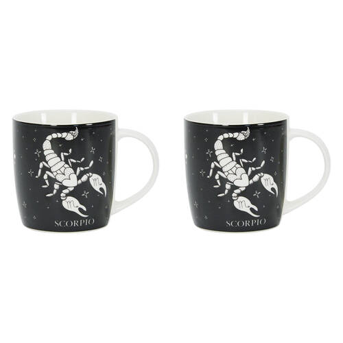2PK Annabel Trends Coffee Mug Zodiac Scorpio 350ml Cup w/ Handle - Black