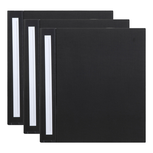 3PK Marbig Deluxe PE 50mm 2D-Ring Binder A4 File Organiser - Black