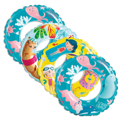 4x Intex Transparent 61cm Rings Inflatable Vinyl Pool Toy - Assorted