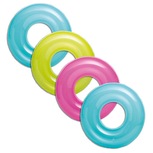4x Intex 76cm Transparent Tubes Swim Ring Round Pool Toy - Assorted