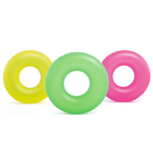 3x Intex 91cm Neon Frost Inflatable Tubes Swim Rings - Assorted