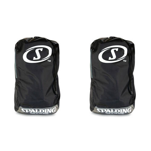 2PK Spalding Water Resistant Adult Sackpack Sport Backpack w/ Drawstring Black