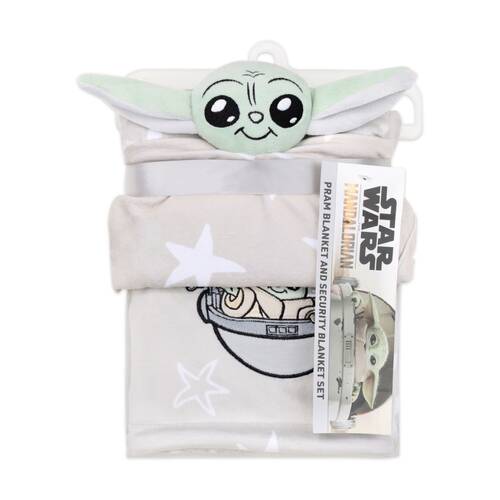 2pc Lucas Film Grogu Star Wars Blanket And Security Blanket-Toy Set Sage/Tan
