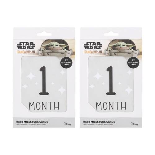 2x 12pc Lucas Film Grogu Star Wars Baby Milestone Cards Sage/Tan