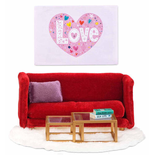 Lundby Sitting Room Lounge Miniature Dollhouse Furniture Toy Set Red 4y+