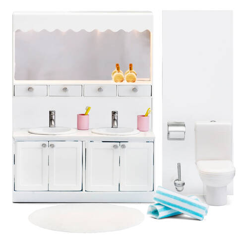 Lundby Dolls House Bathroom Lights Up 1:18 Miniature Fixture Toy Set 19.5cm 4y+