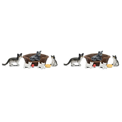 2x 6pc Lundby Cat Family Animal Pet 1:18 Kids Dollhouse Miniature Toy 4y+
