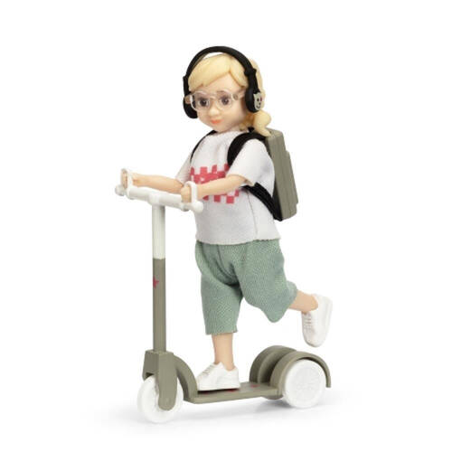 Lundby Girl w/ Scooter & Backpack 1:18 Miniature Dollhouse Figure Toy 4y+
