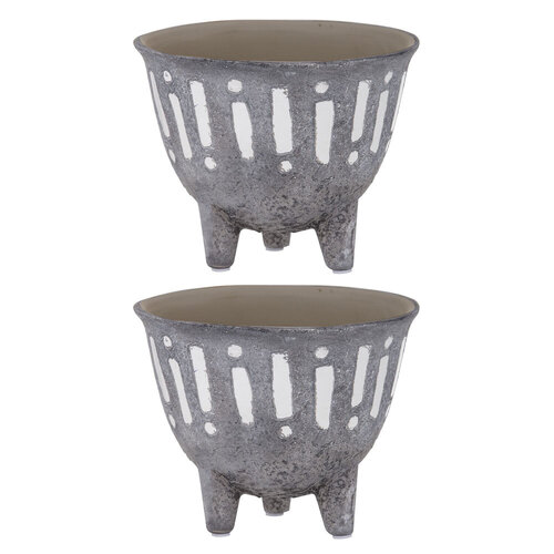 2PK Rogue 15 x 15 x 12cm Zaidan Pot Grey & White