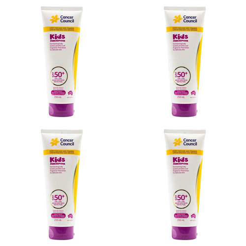 4PK Cancer Council 250ml Kids Sunscreen SPF50+ Body Lotion