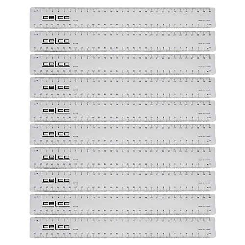 10PK Celco 30cm Metric Ruler