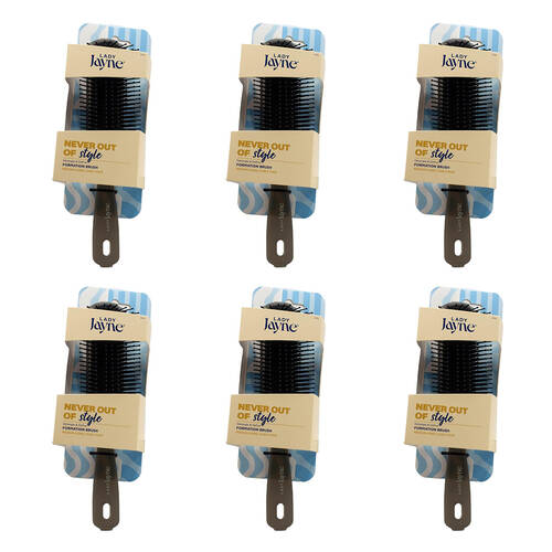 6PK Lady Jayne Formation Hair Brush Large Smooth & Shine - Black