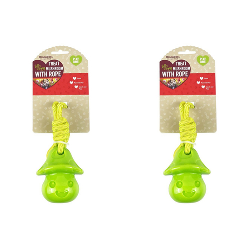 2PK Rosewood Treat Mushroom w/ Rope Pet Dog Interactive Fetch Fun Play Toy Green