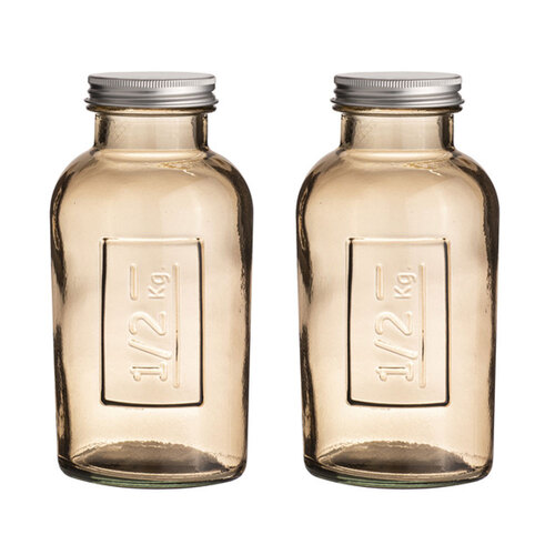 2PK Ladelle Eco Recycled Rustico 500ml Smoke Storage Glass Bottle Container