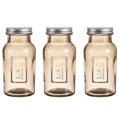 3PK Ladelle Eco Recycled Rustico 250ml Smoke Storage Glass Bottle Container