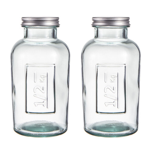 2PK Ladelle Eco Recycled Rustico 500ml Clear Storage Glass Bottle Container