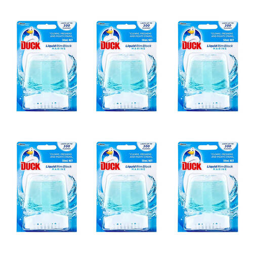 6PK SC Johnson Duck Liquid Rim Block Toilet Cleaner 50ml - Marine