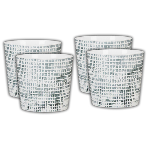 4PK Scheurich 15cm Plant/Flower Pot Indoor - Grey Pattern