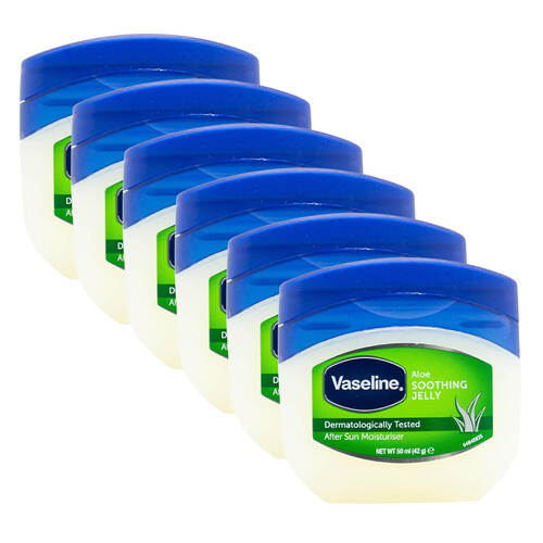 6PK Vaseline Aloe Soothing Jelly After Sun Moisturiser For All Skin Types 50ml