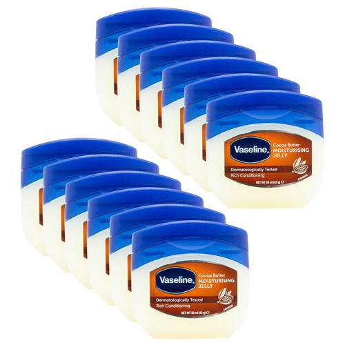 12PK Vaseline Moisturising Jelly Rich Conditioning Care Cocoa Butter 50ml