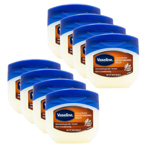 8PK Vaseline Moisturising Jelly Rich Conditioning Care Cocoa Butter 100ml