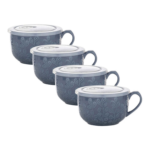 4PK Ladelle Oxley 600ml Microwave Food Mug - Petal Dephinium Blue