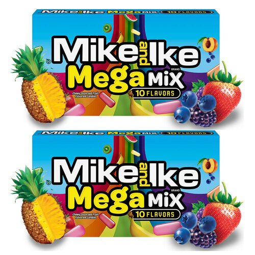 2PK Mike & Ike 141g Mega Mix 10 Fruit Flavoured Chewy Candy