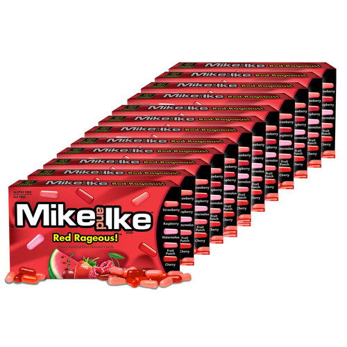 12PK Mike & Ike 141g Red Rageous Assorted Fruits Chewy Candy
