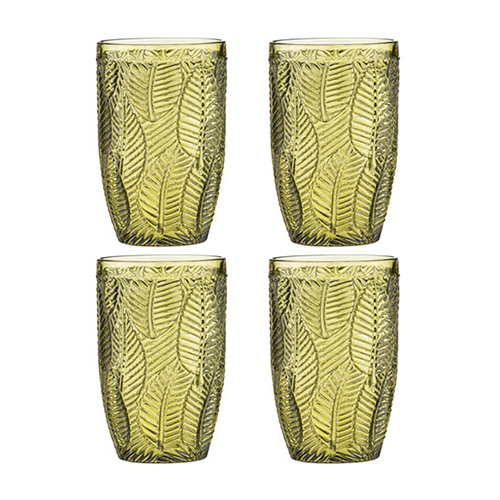 4PK Ladelle Areca 13cm Highball Glass Tumbler - Olive