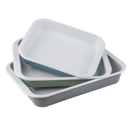 3pc Ladelle Visto Enamel Carbon Steel Baking Dish Set Rectangle