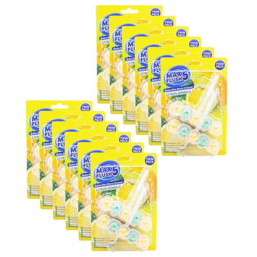 12x 2pc Max Flush 5 Toilet Rim Block Cleaner 45g Citrus Sparkle Antibacterial