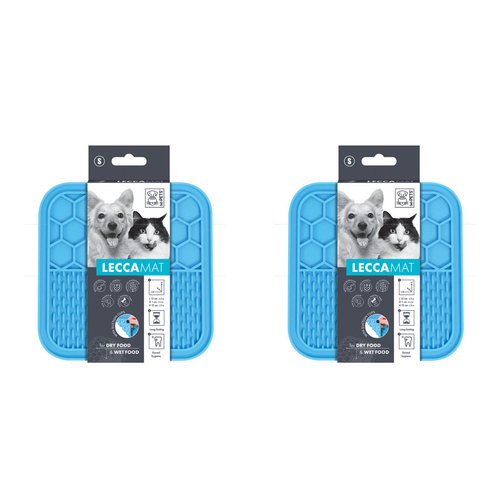 2x M-Pets Lecca 15cm Food Mat Cat/Dog Pet Pad Small - Blue