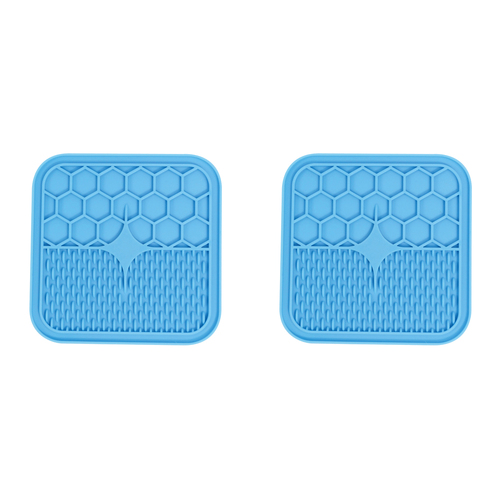 2x M-Pets Lecca 21cm Food Mat Cat/Dog Pet Pad Medium - Blue
