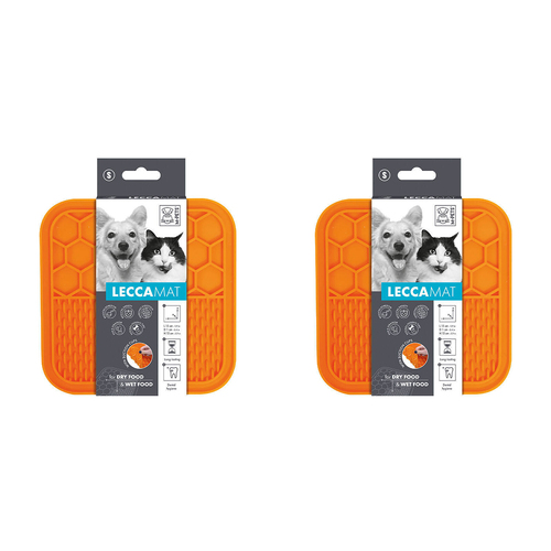 2x M-Pets Lecca 15cm Food Mat Cat/Dog Pet Pad Small - Orange