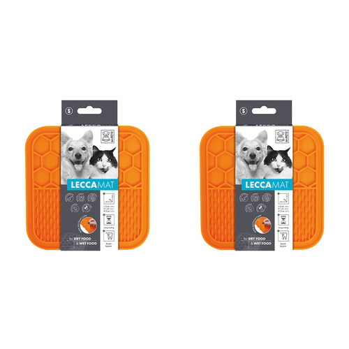 2x M-Pets Lecca 15cm Food Mat Cat/Dog Pet Pad Small - Orange