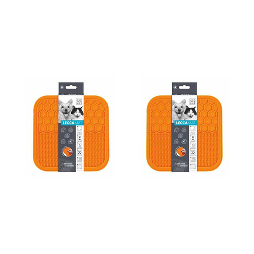 2x M-Pets Lecca 21cm Food Mat Cat/Dog Pet Pad Medium - Orange