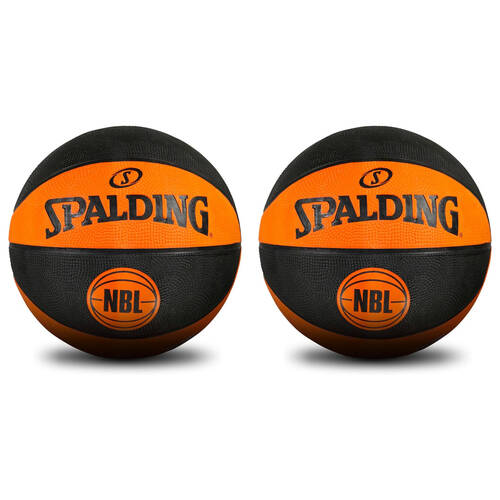 2PK Spalding NBL Coloured Outdoor Play Rubber Basketball Size 6 Green/Black
