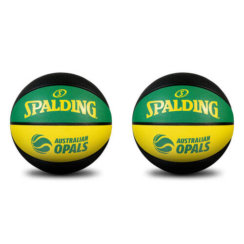 2PK Spalding Australian Opals Outdoor Rubber Basketball Size 6 Yellow/Green