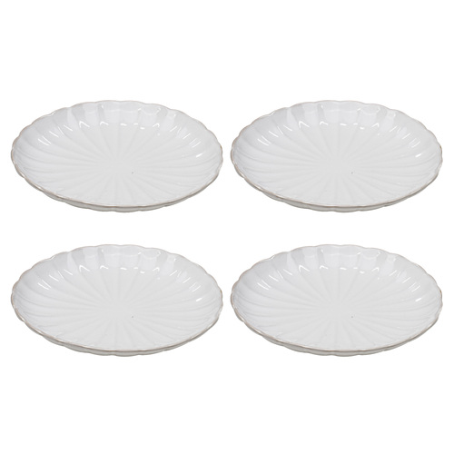 4pc Ladelle Marguerite Stoneware Side Plate 19.8x19.8x2.7cm White