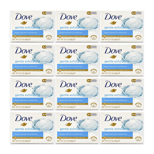 12PK Dove 90g Beauty Cream Bar Soap For Renewed Skin Gentle Exfoliating