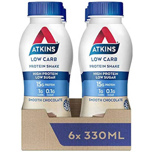 6pc Atkins Low Carb Protein Shake 330ml Smooth Chocolate
